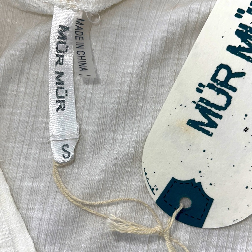 NEW Mur Mur Off-White Ribbed Short Sleeve Hooded Swimsuit Coverup - Picture 12 of 16